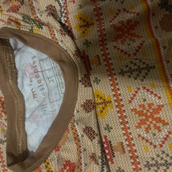 Little Sleepies pajamas set- squirrel/mushroom/rooster orange print. - Picture 4 of 4